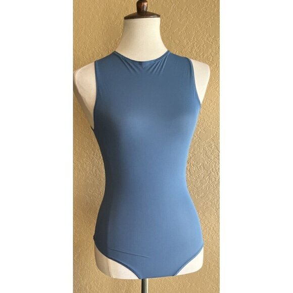 Skims Blue Jelly Sheer Crew Neck Bodysuit Sleeveless Bodysuit Deap Sea Size S - Picture 10 of 10